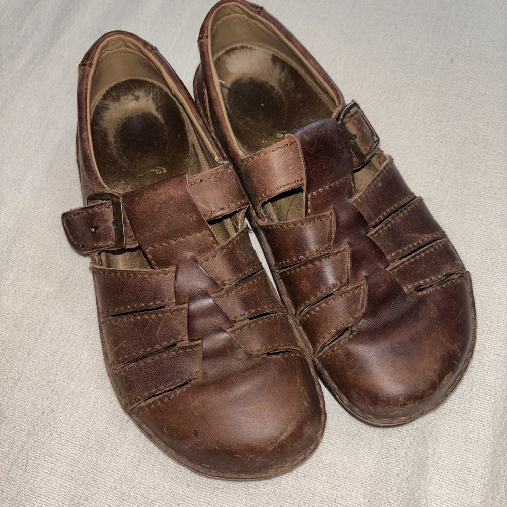 Birkenstock Footprint Fisherman Sandals Brown Leather Mens 4.5 Women's 7 EUR 37